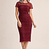 Vena Wine Midi Dress Sequined Lace by Trellis Lane mother of the bride dress on model
