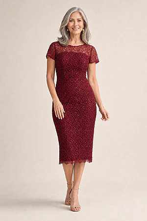 Vena Wine Midi Dress Sequined Lace by Trellis Lane
