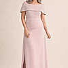 Veronica Beaded Off Shoulder Blush Gown by Trellis Lane mother of the bride dress on model