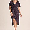Yolanda Sequin Cocktail Gown by Tania Olsen - Plum mother of the bride dress on model