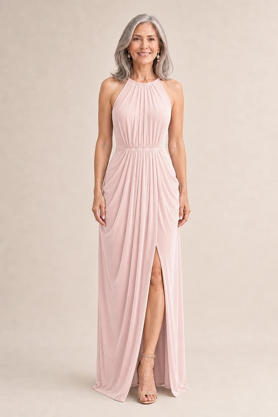 Sandra High Neck Dress by Tania Olsen in Blush