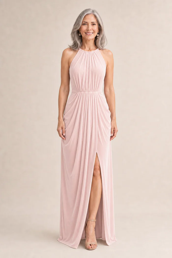Sandra High Neck Dress by Tania Olsen in Blush