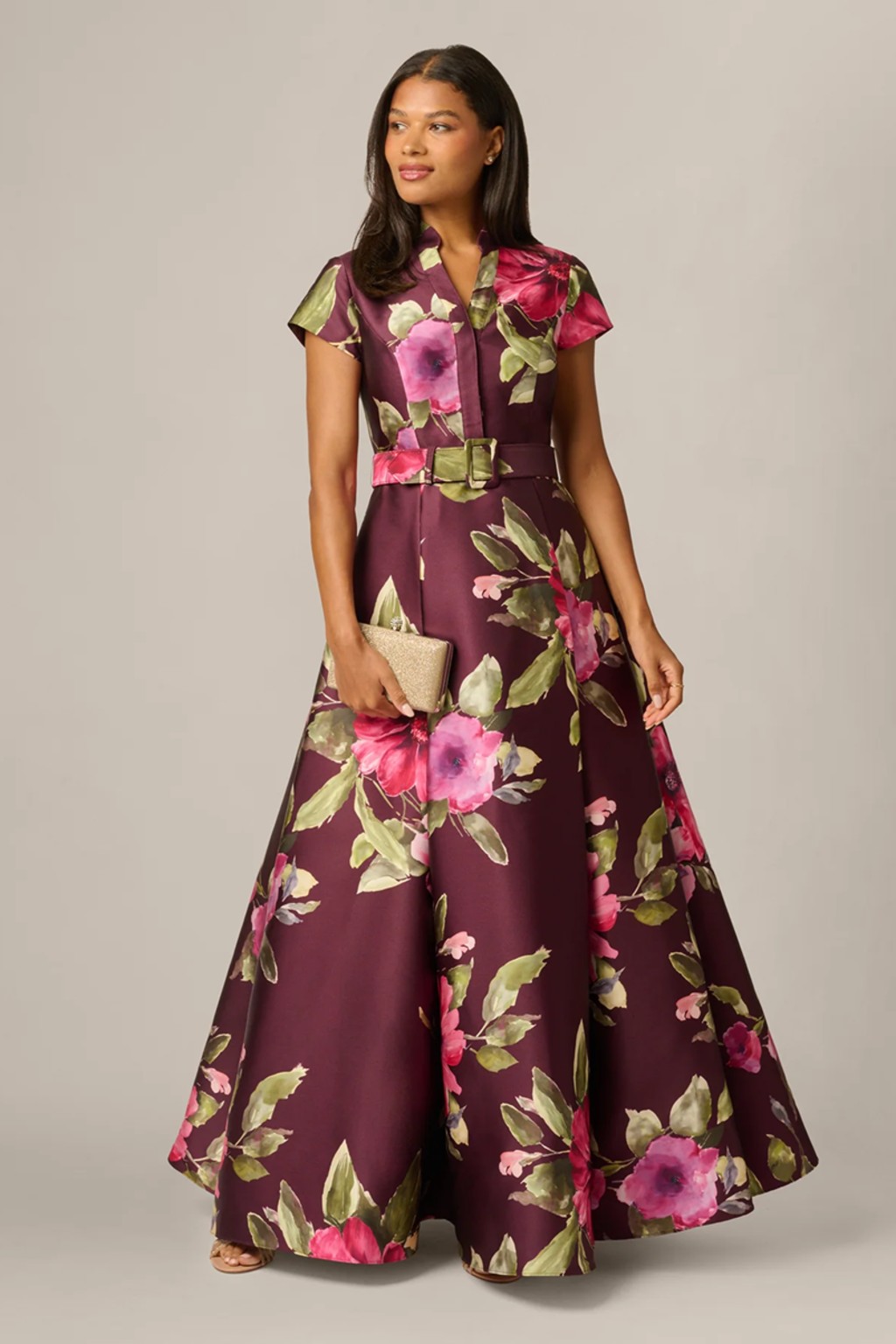 Short Sleeve Magnolia Floral Dress by Adrianna Papell