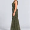 Celestine Olive Green sequin tulle gown by Dressology — regular side view