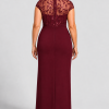 Charlotte Burgundy column gown by Dressology — curvy back view