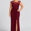 Charlotte Burgundy column gown by Dressology — regular front view