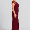 Charlotte Burgundy column gown by Dressology — regular side view