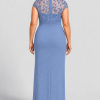 Charlotte Dusty Blue column gown by Dressology — curvy back view