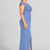 Charlotte Dusty Blue column gown by Dressology — regular side view