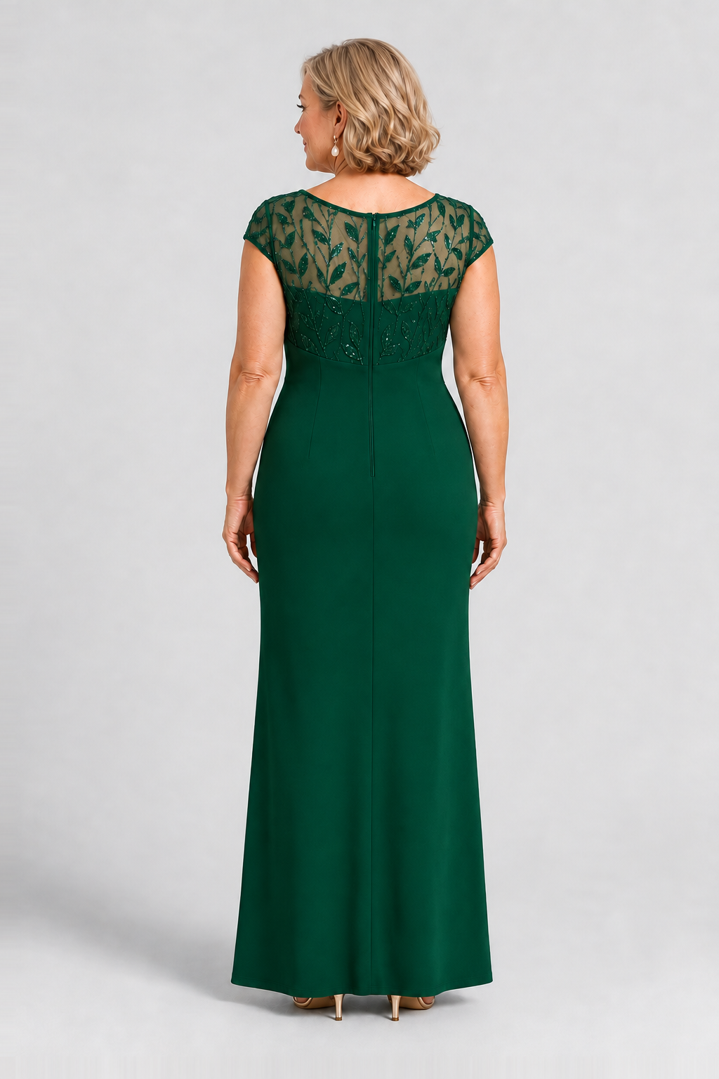 Charlotte Emerald Green column gown by Dressology — regular back view