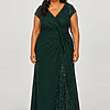 Delphine Twist Waist Glitter Knit Emerald Green Gown by Dressology mother of the bride dress on model