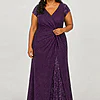 Delphine Twist Waist Glitter Knit Purple Gown by Dressology mother of the bride dress on a plus size model