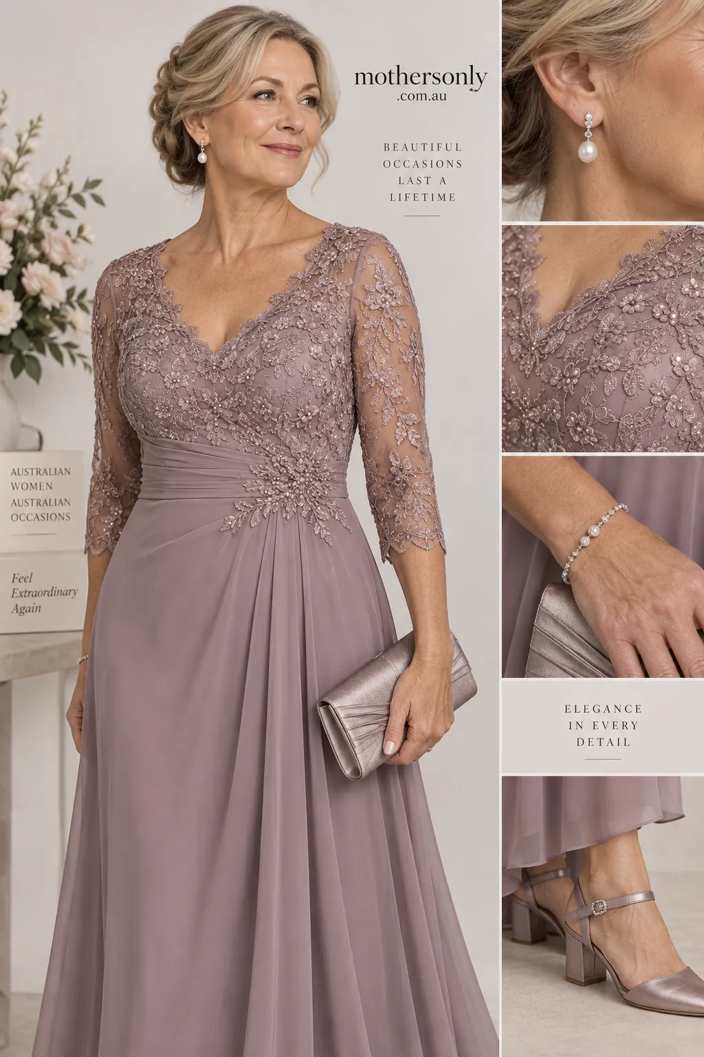 mother of the bride outfit budget — close-up detail