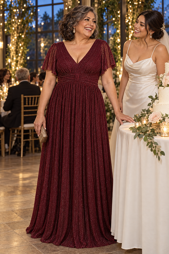 Verity Burgundy gown by Dressology, candid