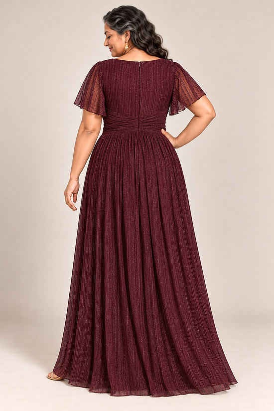 Verity Burgundy gown by Dressology, plus back