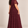 Verity Burgundy gown by Dressology, plus side