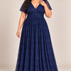 Verity Navy gown by Dressology, plus front