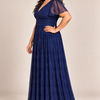Verity Navy gown by Dressology, plus side