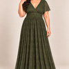 Verity Olive gown by Dressology, plus front
