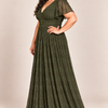 Verity Olive gown by Dressology, plus side