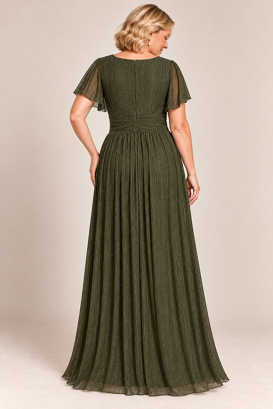 Verity Olive gown by Dressology, regular back