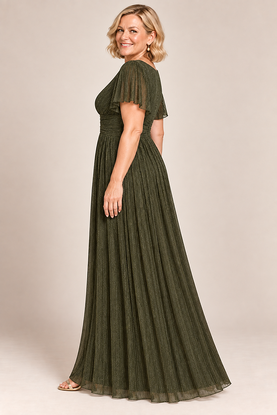 Verity Olive gown by Dressology, regular side