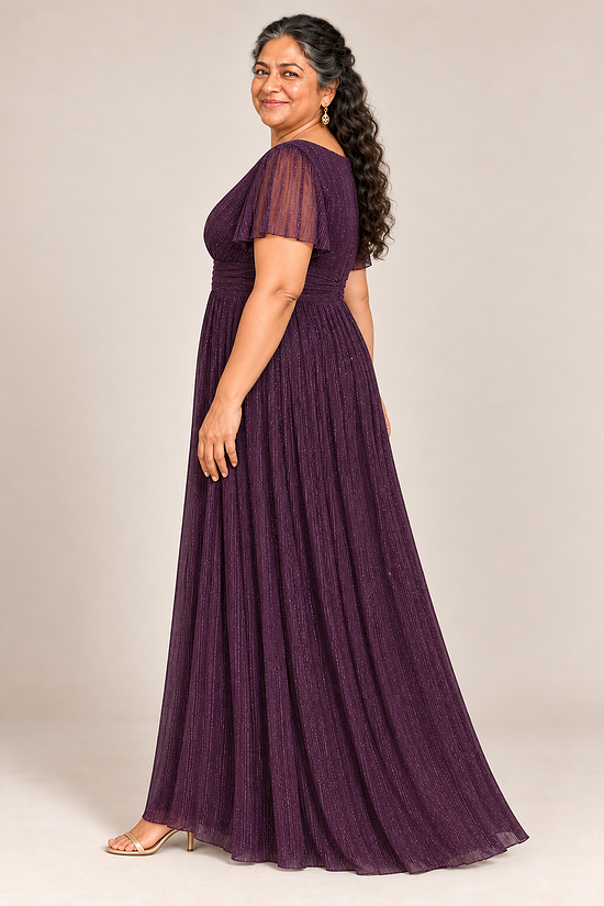 Verity Purple gown by Dressology, plus side