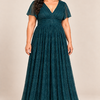 Verity Teal gown by Dressology, plus front