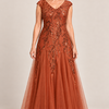 Sylvie Burnt Orange embroidered gown by Dressology, regular front