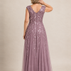 Sylvie glitter embroidered Purple Orchid gown by Dressology — regular back view