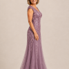 Sylvie glitter embroidered Purple Orchid gown by Dressology — regular side view