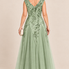 Sylvie Sage Green embroidered gown by Dressology, regular back